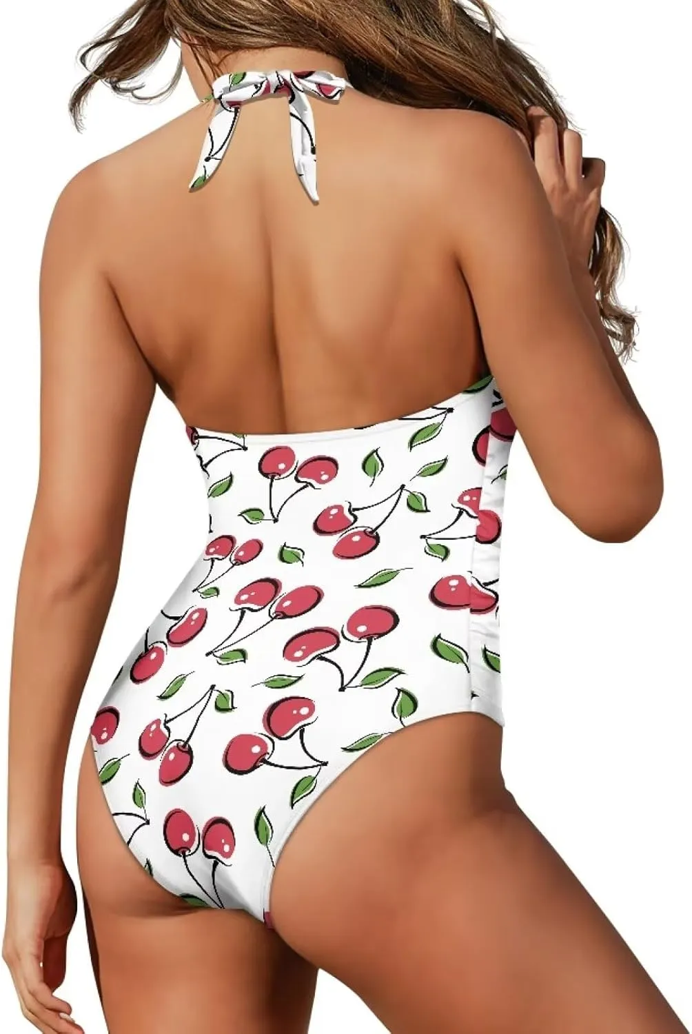 Tummy Control Swimwear Halter One Piece Slimming Vintage Retro Swimsuit Womens Ruched Push Up Bathing Suit