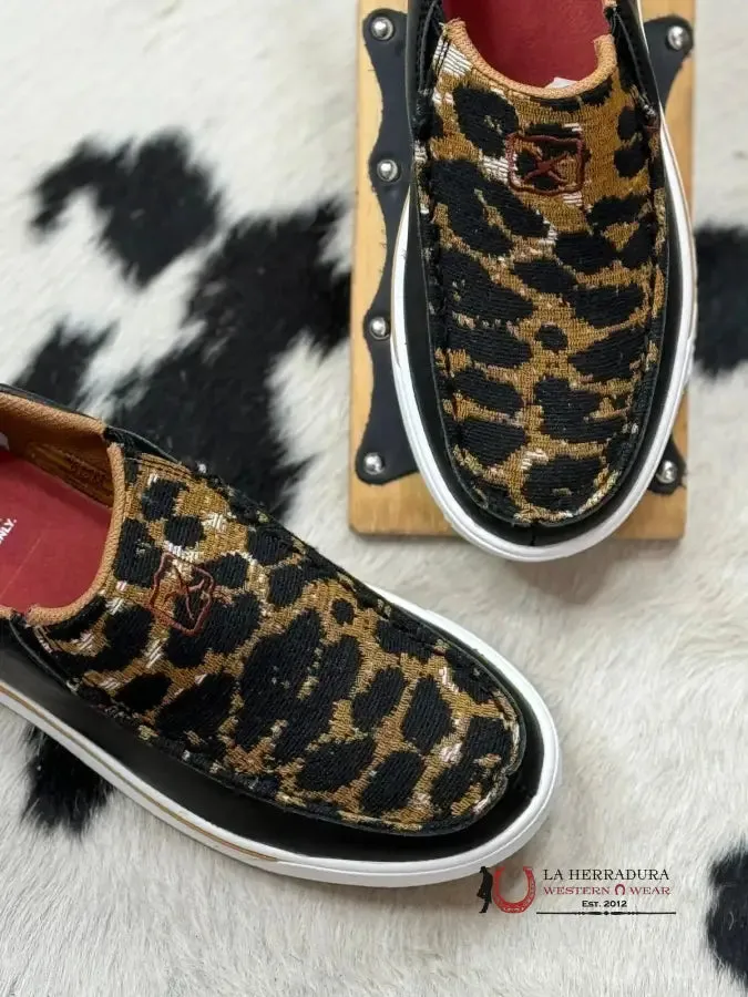 TWISTED X WOMEN SLIP ON KICKS BLACK & CHEETAH CASUAL SHOE