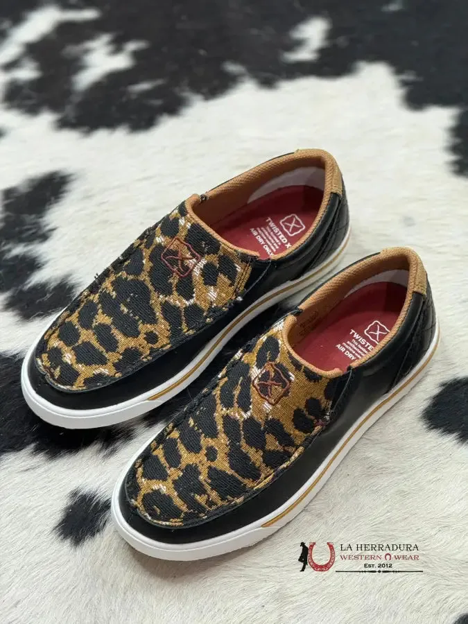 TWISTED X WOMEN SLIP ON KICKS BLACK & CHEETAH CASUAL SHOE