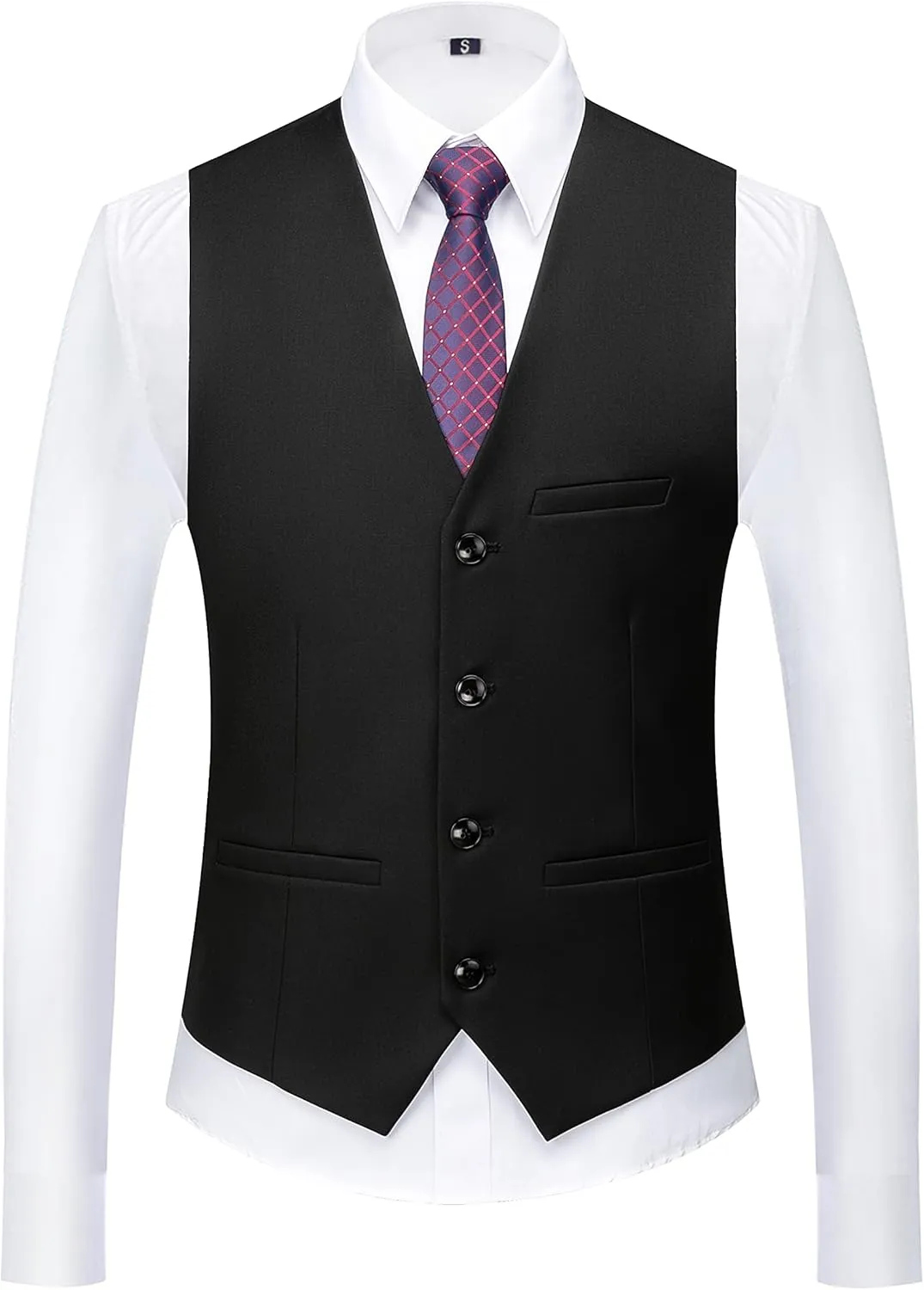 UNINUKOO Mens Suit Vest Slim Fit Formal Dress Casual Waistcoat Four Buttons Tuxedo Suit Vest