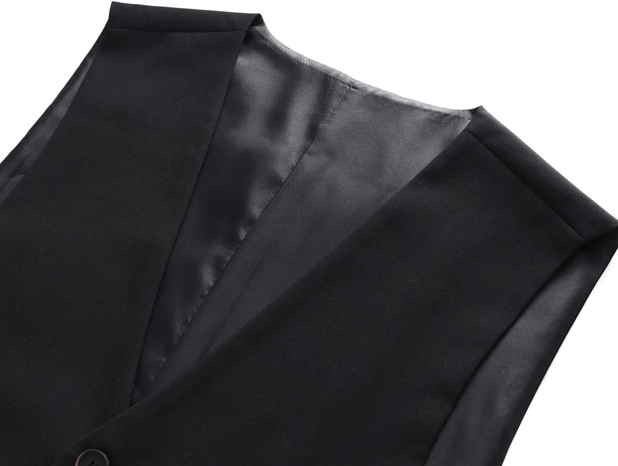 UNINUKOO Mens Suit Vest Slim Fit Formal Dress Casual Waistcoat Four Buttons Tuxedo Suit Vest
