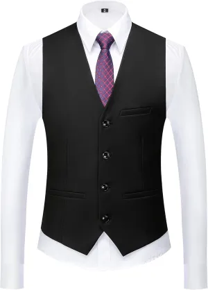UNINUKOO Mens Suit Vest Slim Fit Formal Dress Casual Waistcoat Four Buttons Tuxedo Suit Vest