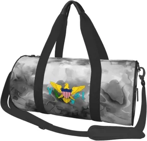 United States Virgin Islands Flag Logo Convertible Garment Bag with Shoulder Strap, Carry on Garment Duffel Bag for Men Women - Rolling Foldable for Travel Luggage Bags (Black)
