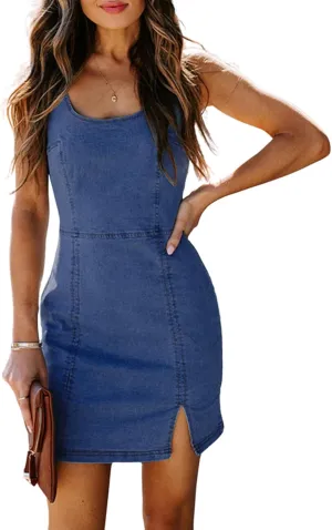 utcoco Denim Dress for Women 2025 Sexy Sleeveless Small Cute Split Tube Dresses Bodycon Mini Jean Dresses