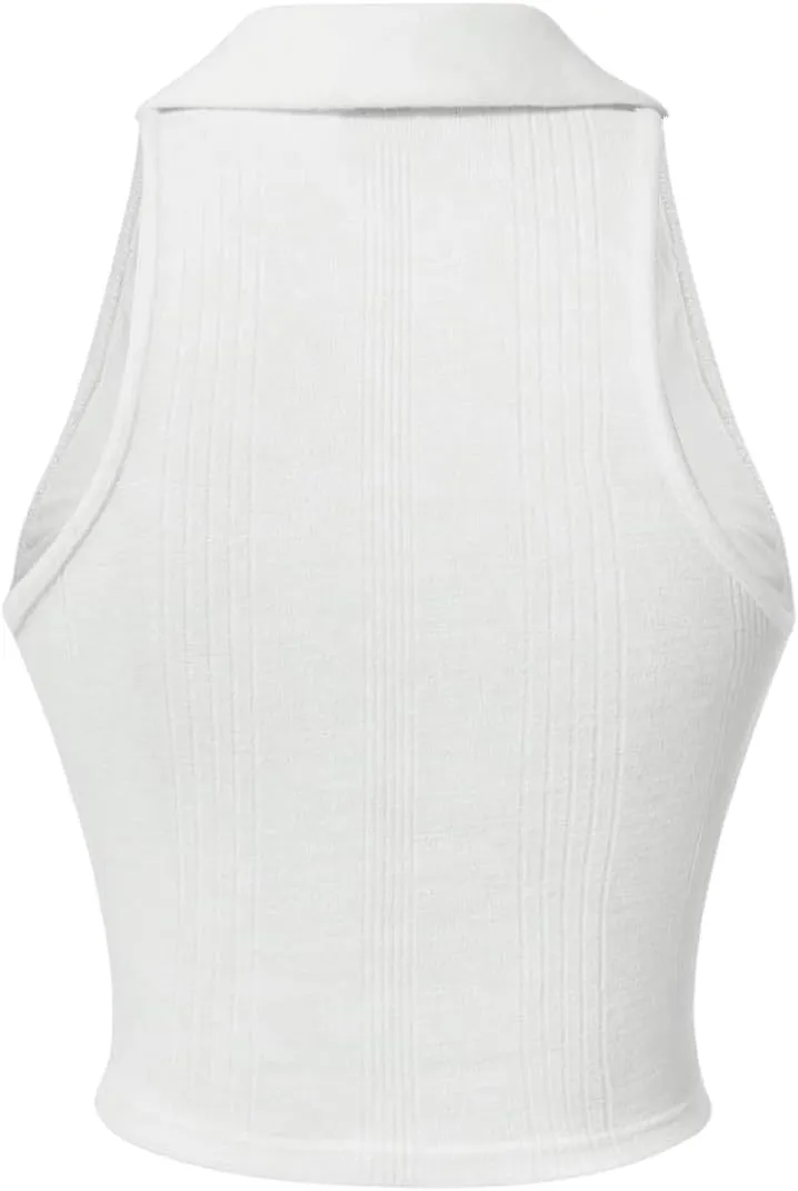 Verdusa Women's Casual Collared V Neck Sleeveless Solid Fitted Tank Tops