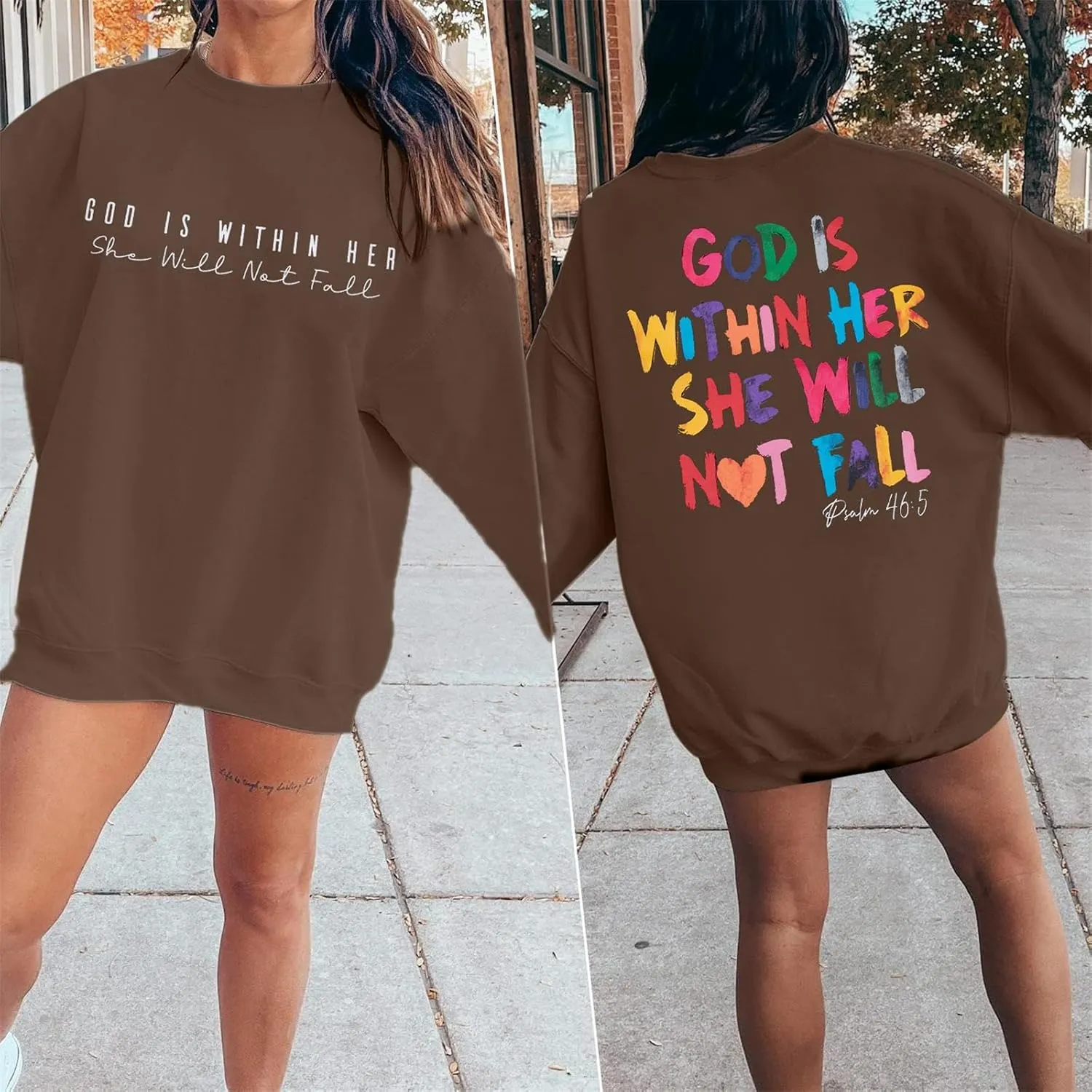 VILOVE Christian Sweatshirt Women Bible Verse Pullover Christian God Is Within Her Long Sleeve Inspirational Blouse Top