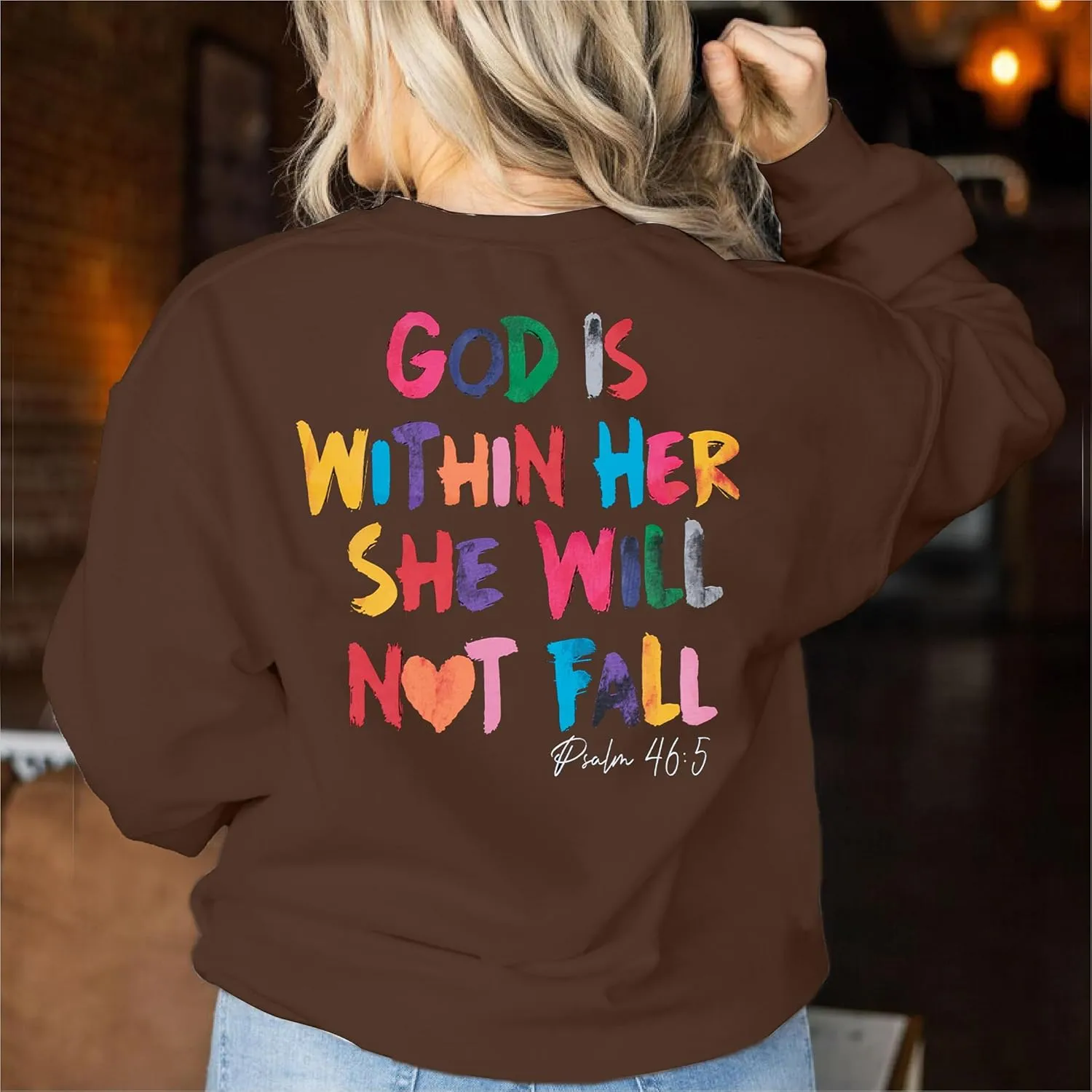 VILOVE Christian Sweatshirt Women Bible Verse Pullover Christian God Is Within Her Long Sleeve Inspirational Blouse Top