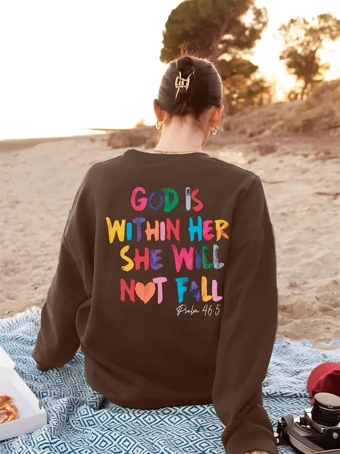 VILOVE Christian Sweatshirt Women Bible Verse Pullover Christian God Is Within Her Long Sleeve Inspirational Blouse Top