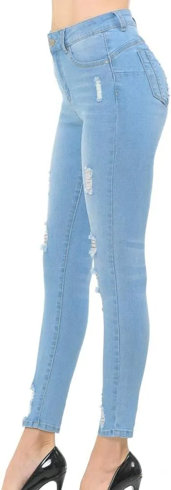 Wax Jean Denim Women's Juniors Push-Up High-Rise Skinny Jean in Fine Cotton Denim