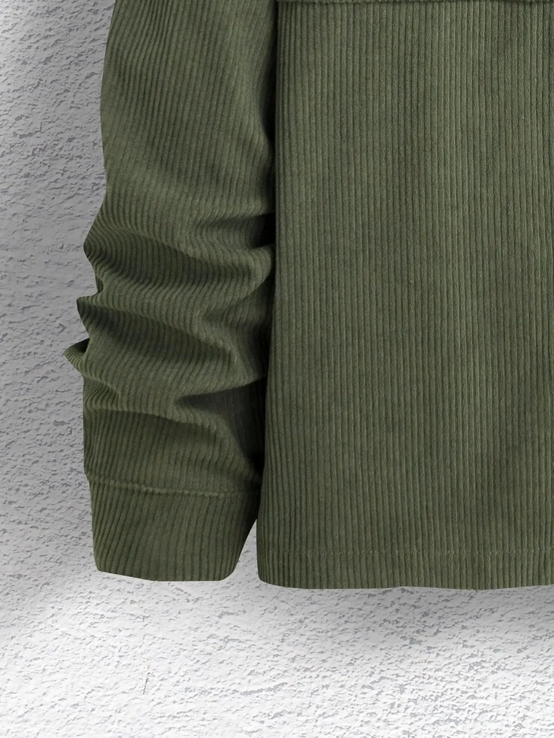 WDIRARA Men's Corduroy Button Down Long Sleeve Colorblock Shirt Collar Tops