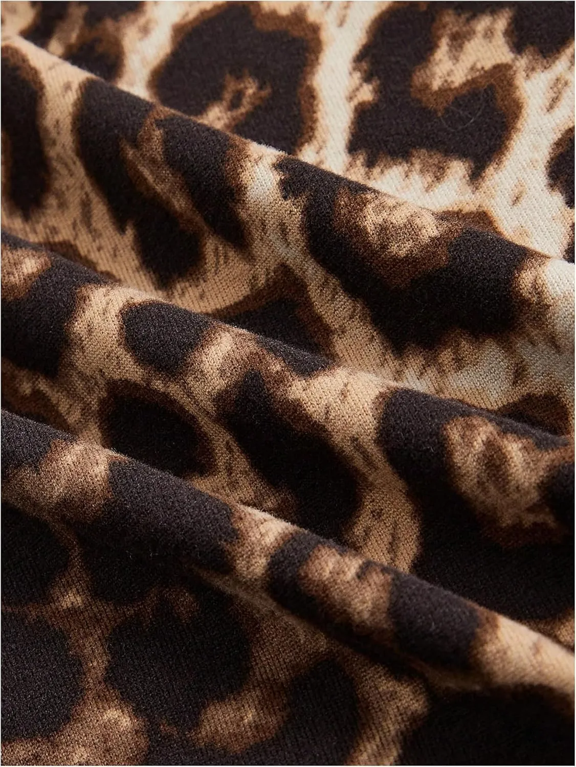 WDIRARA Women's Leopard Print Sexy Halter Mini Dress Ruched Tie Backless V Neck Sleeveless Bodycon Dresses