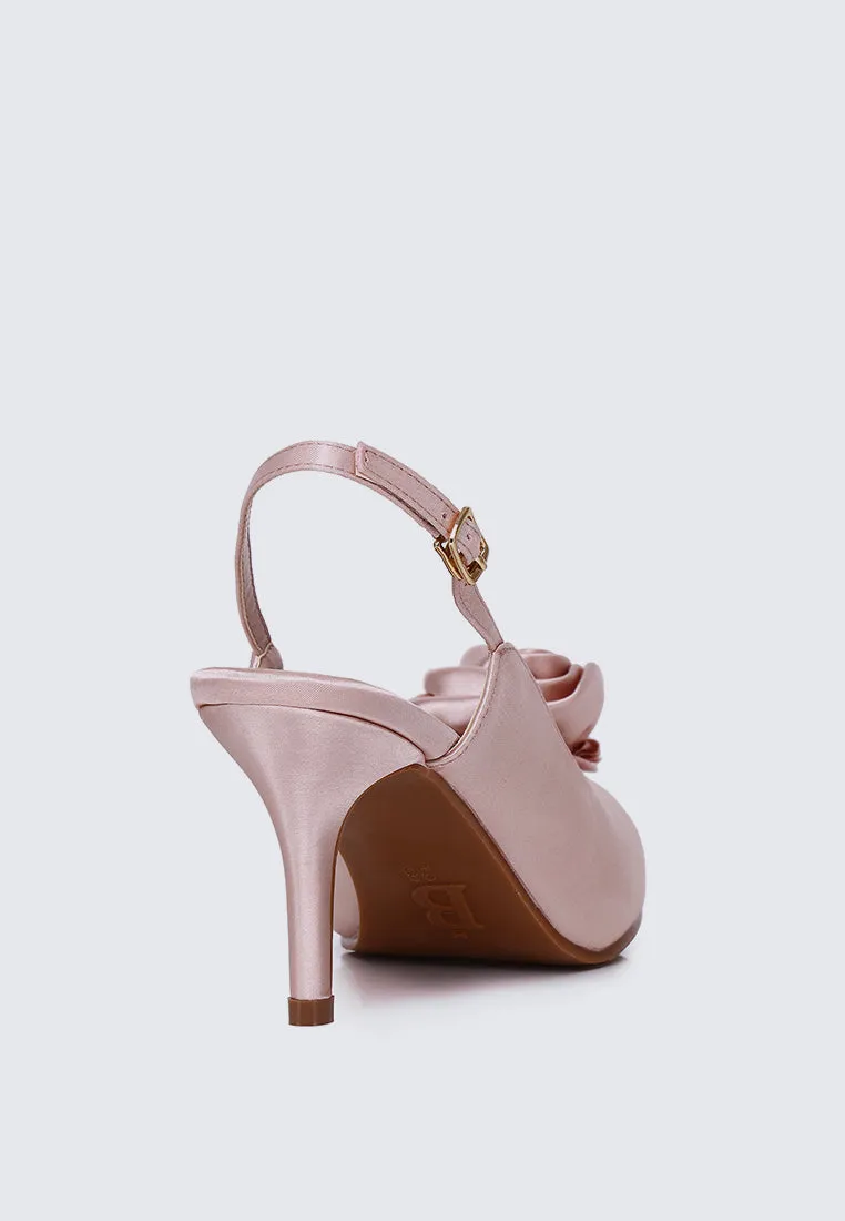 Whispers Of Petals Comfy Heels In Dusty Pink