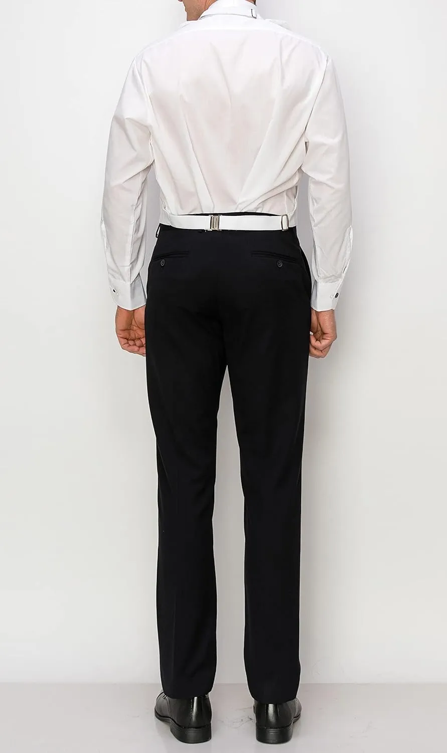 White Cotton Pique Tuxedo Openback(Backless) Vest, with White Pique Bowtie