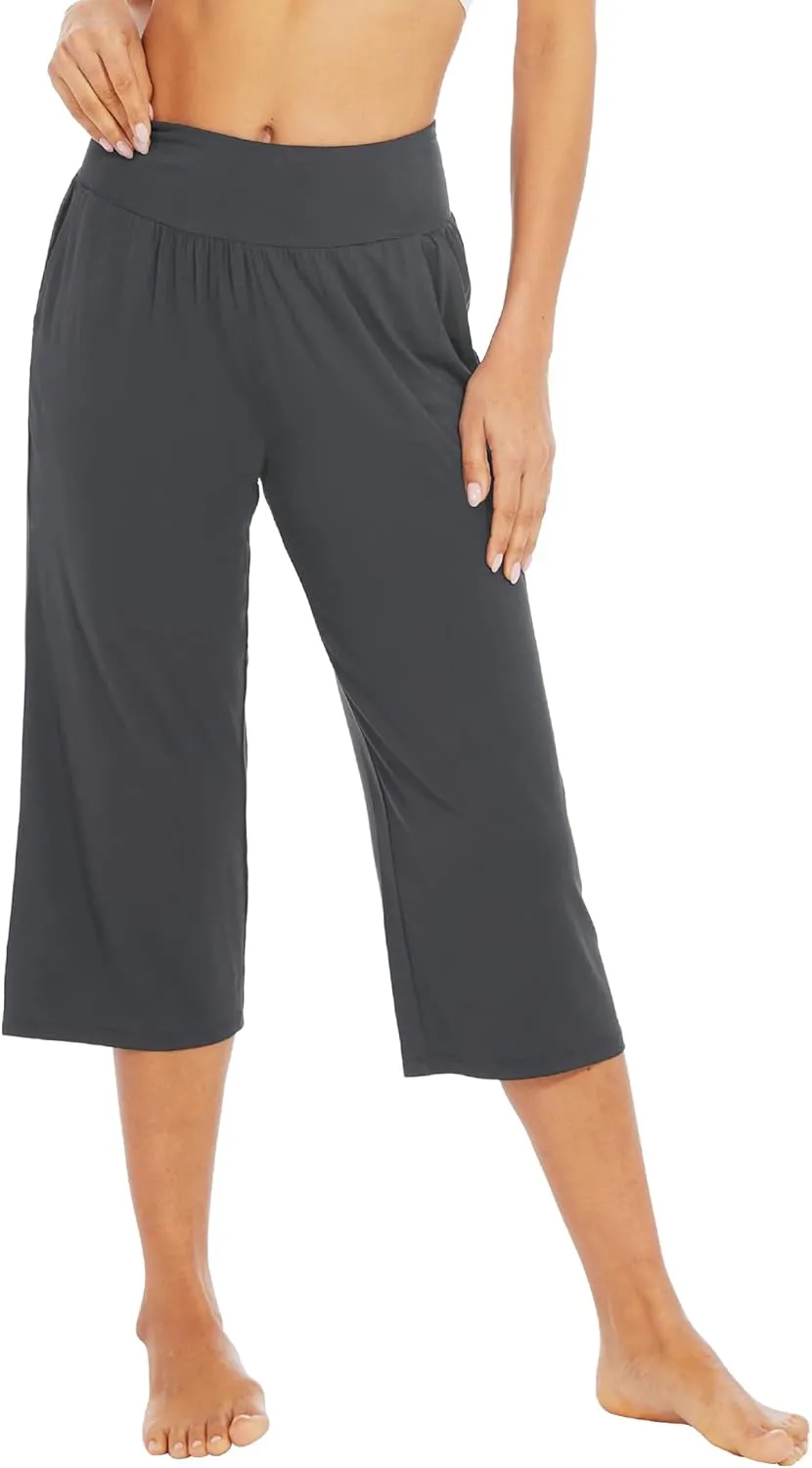 WiWi Viscose from Bamboo Soft Capri Yoga Loose Pants for Women High Waisted Comfy Pjs Capris Lounge Pajama Bottoms S-XXL