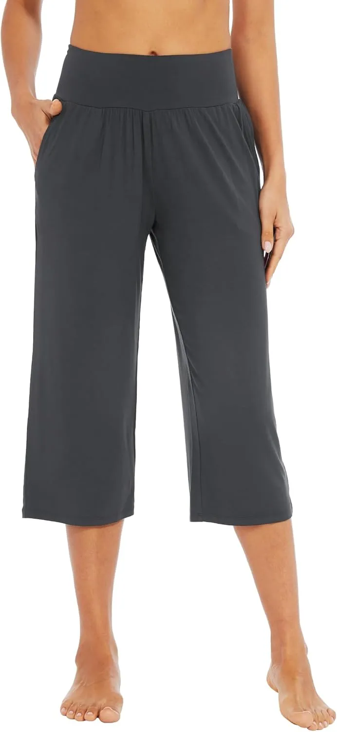 WiWi Viscose from Bamboo Soft Capri Yoga Loose Pants for Women High Waisted Comfy Pjs Capris Lounge Pajama Bottoms S-XXL