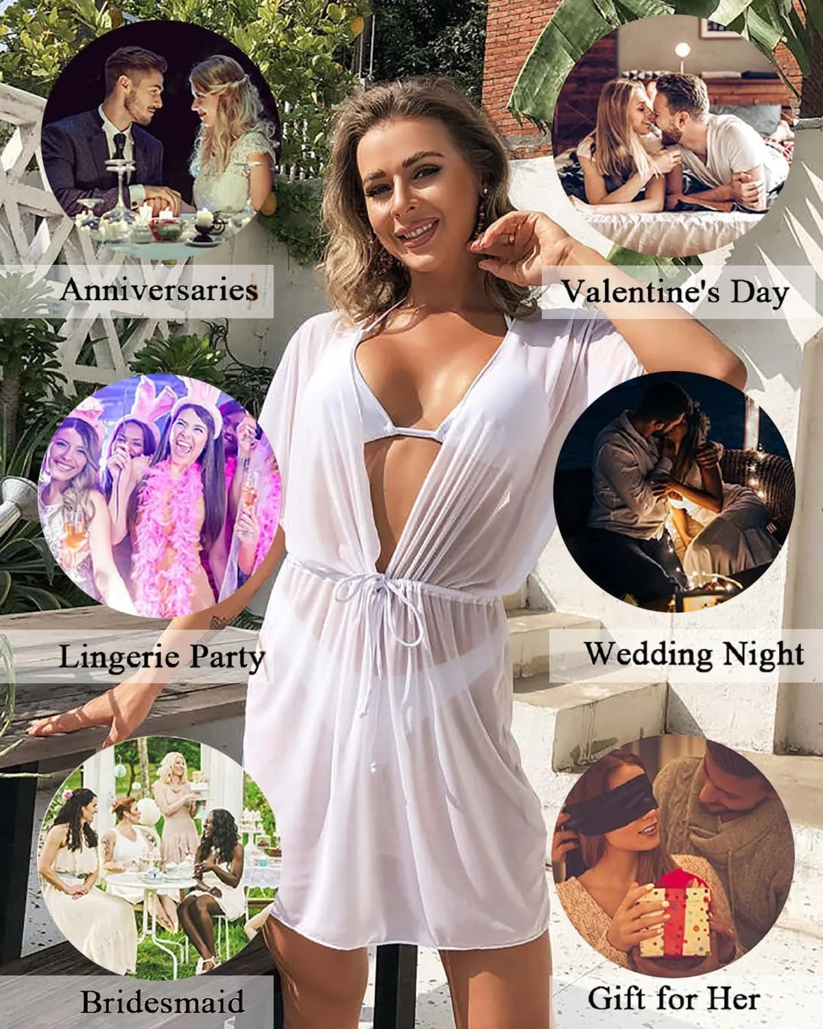 Women Beach Bikini Cover Up Mesh Swimwear Dress Sheer Swimsuit V Neck Sundress Beachwear Coverup for Summer Holidays