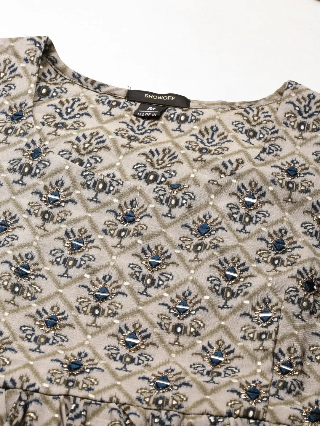 Women Grey Printed Kurta Set