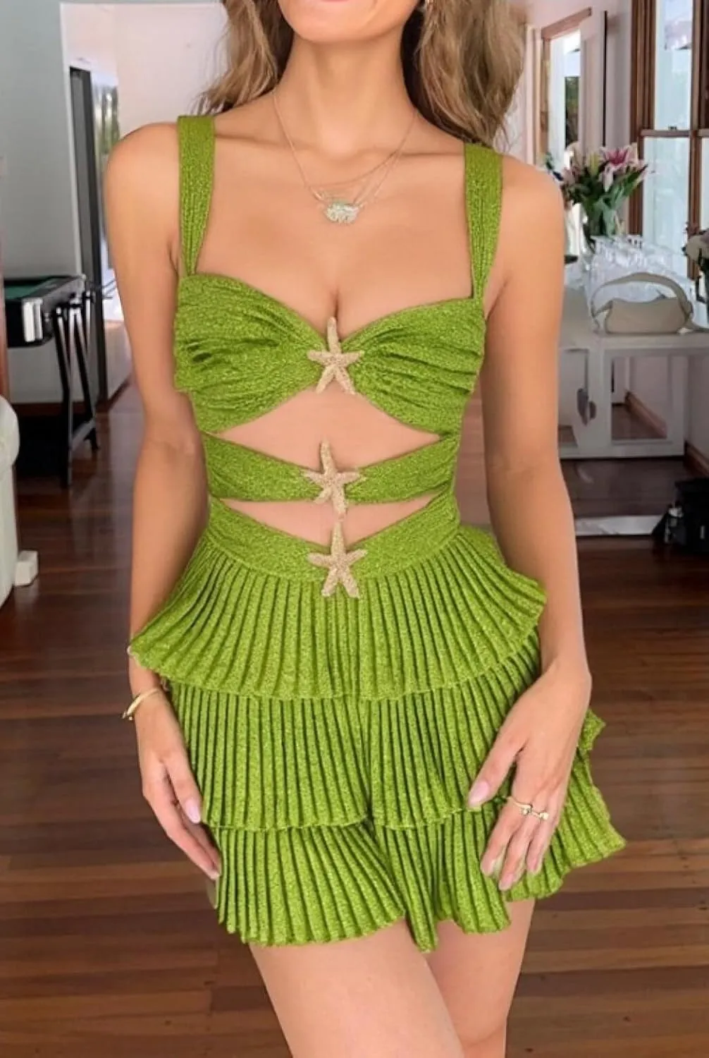 Women Knitted Mini Dress Sleeveless Crochet Sheer Bodycon Short Dresses Y2k Sexy Beach Vacation Coverup Sundress