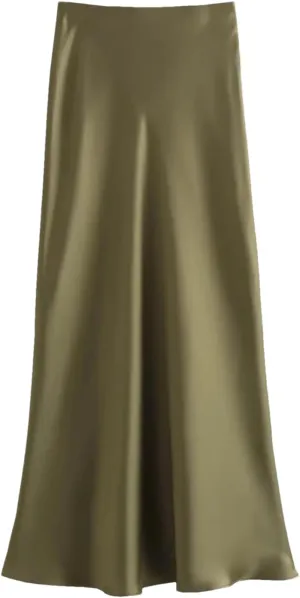 Women Long Skirt Spring Elastic High Waisted A-Line Casual Satin Skirts High Slim Fit Female Skirts