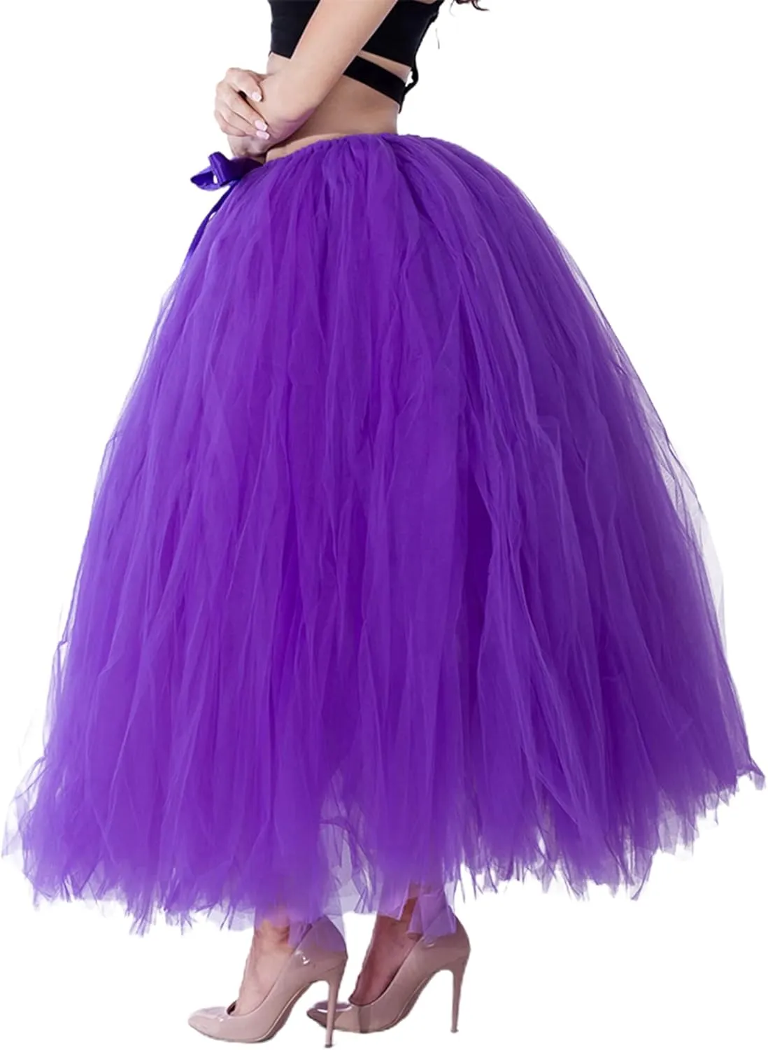 Women Plus Size Long Maxi Tutu Tulle Skirt Ballet Prom Party Wedding Layered Mesh A-Line Skirt