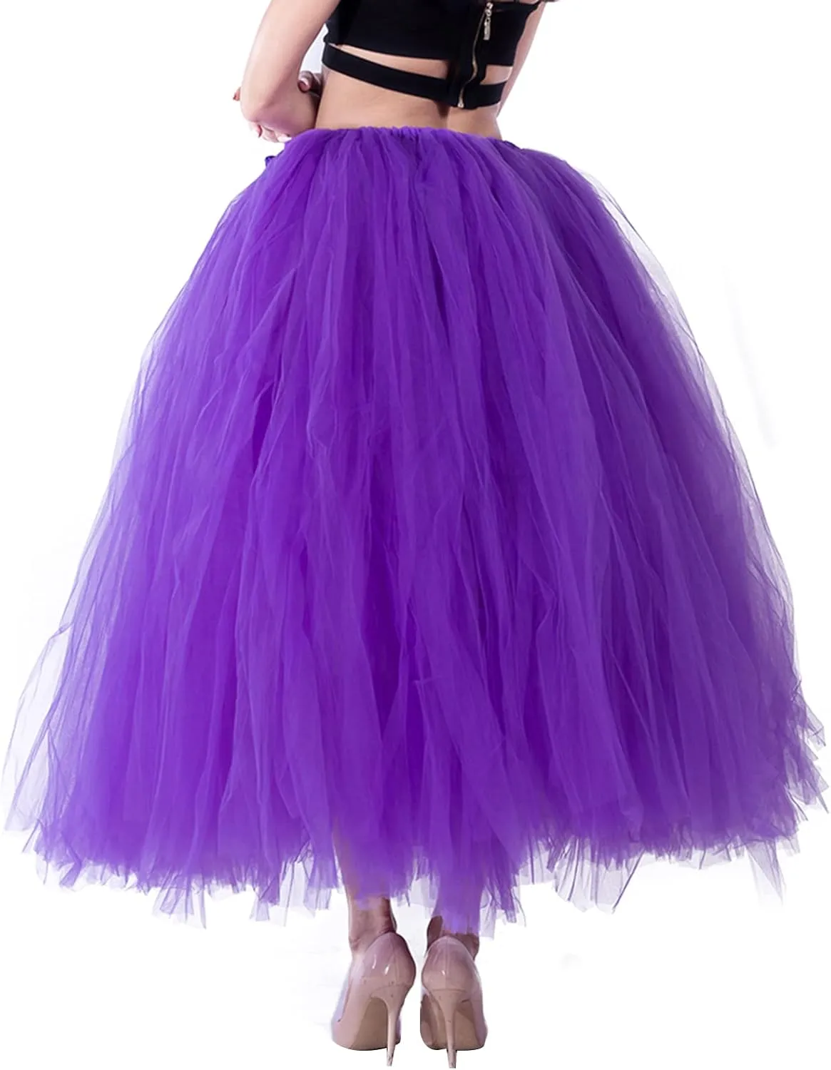 Women Plus Size Long Maxi Tutu Tulle Skirt Ballet Prom Party Wedding Layered Mesh A-Line Skirt