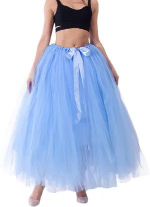 Women Plus Size Long Maxi Tutu Tulle Skirt Ballet Prom Party Wedding Layered Mesh A-Line Skirt