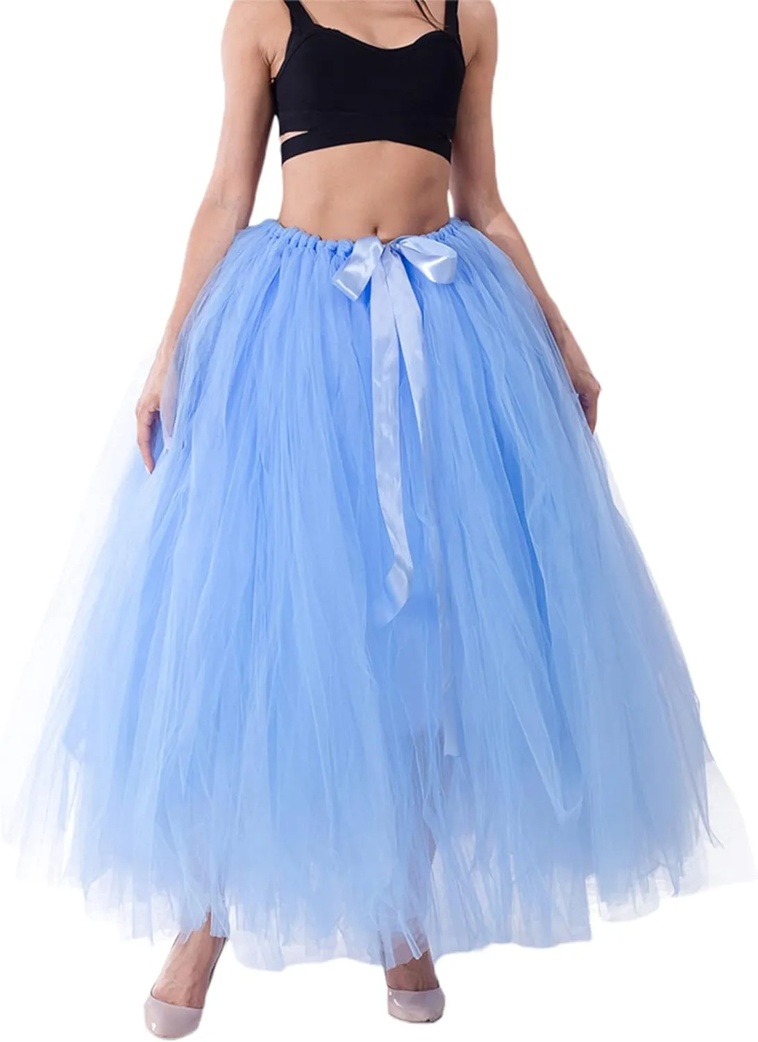 Women Plus Size Long Maxi Tutu Tulle Skirt Ballet Prom Party Wedding Layered Mesh A-Line Skirt