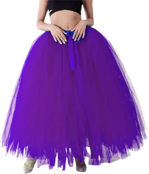 Women Plus Size Long Maxi Tutu Tulle Skirt Ballet Prom Party Wedding Layered Mesh A-Line Skirt