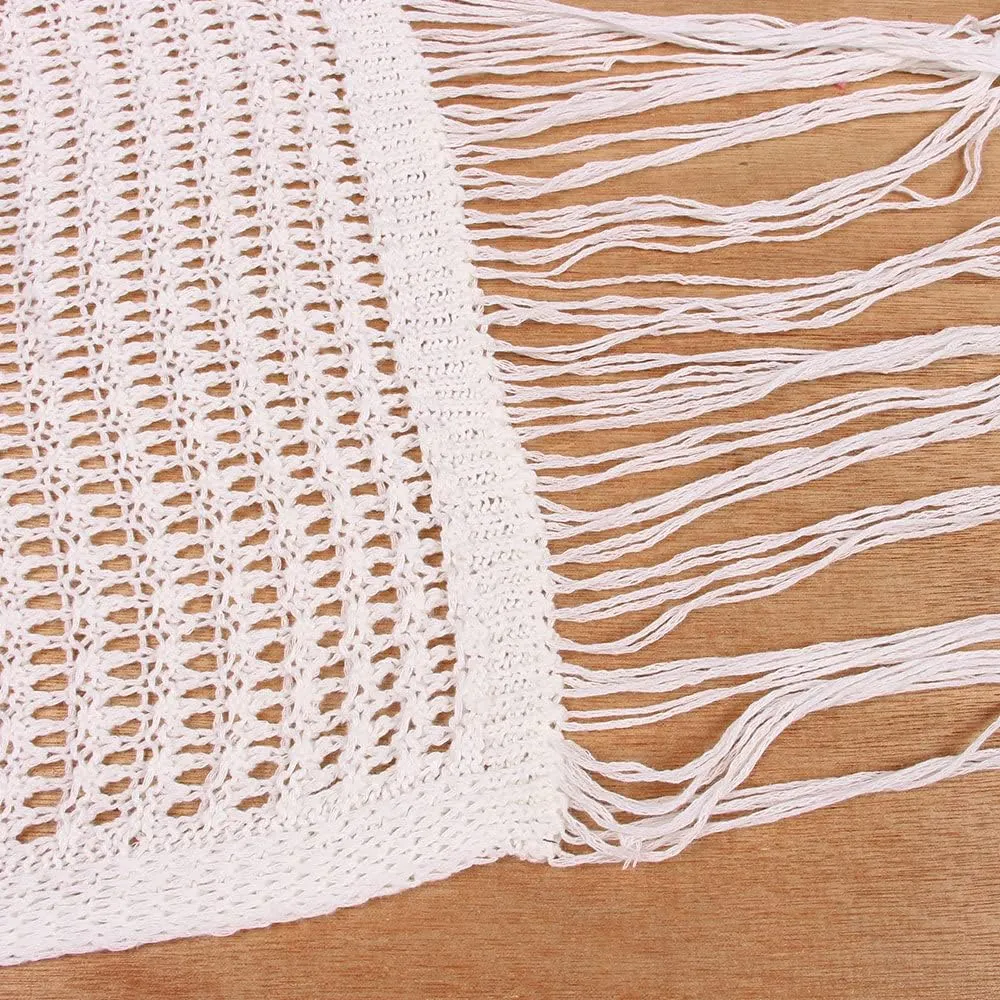 Women Sexy Hollow Out Mesh Tassle Skirts Beach Cover Up Crochet Summer Swimsuit Split Sheer Maxi Swimwear