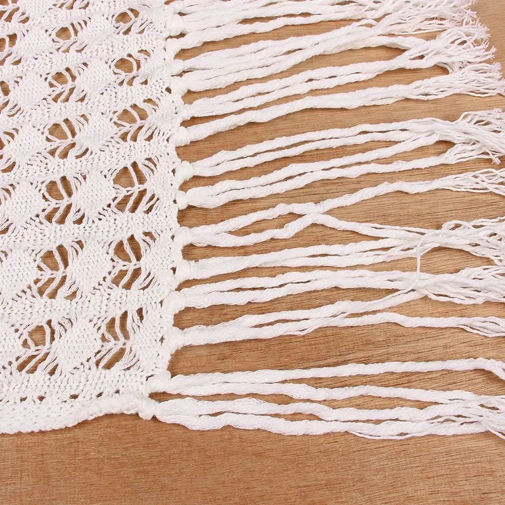 Women Sexy Hollow Out Mesh Tassle Skirts Beach Cover Up Crochet Summer Swimsuit Split Sheer Maxi Swimwear