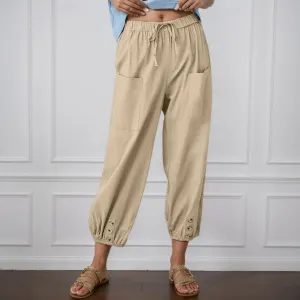 Women Summer Linen Pant 2025 High Waist Drawstring Baggy Pant Casual Loose Boho Vacation Beach Wide Leg Trouser Pocket