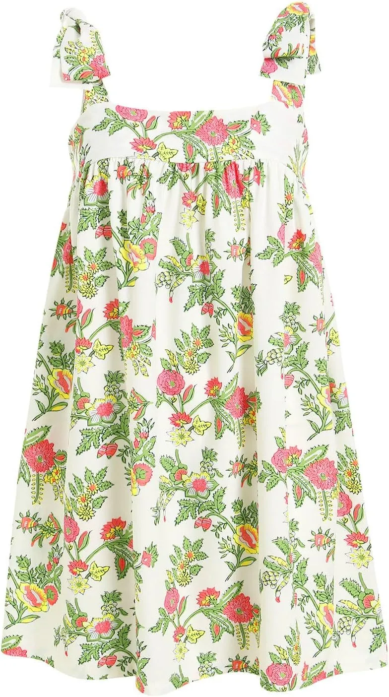 Women Y2K Tie Shoulder Mini Dress Bow Babydoll Ruffle Short Dresses Summer Boho Floral Flowy Beach Sundress