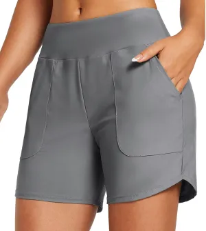 Women's 3"/5" High Waisted Swim Board Shorts Quick Dry Swimsuits Bottoms Trunks with Pockets