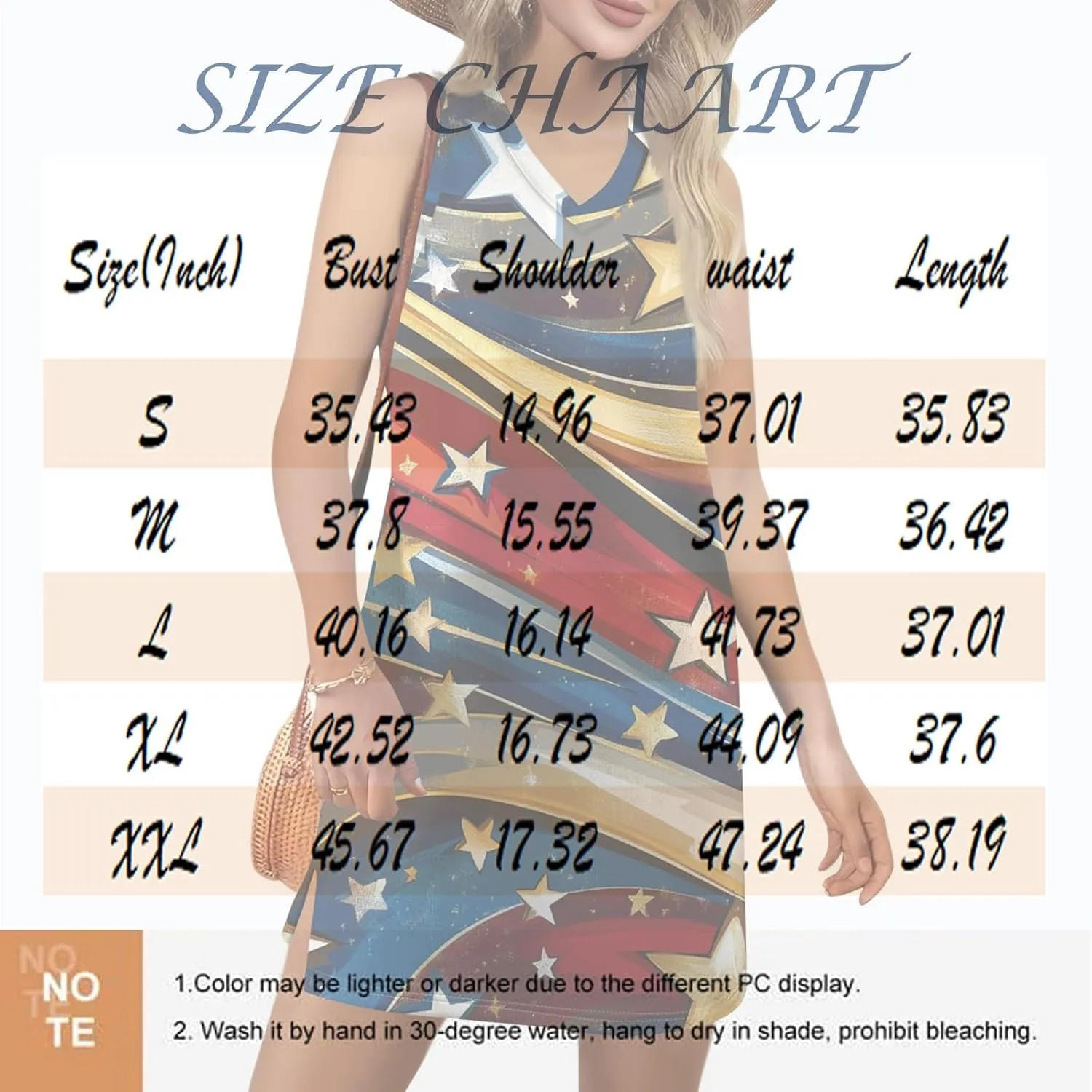 Womens 4th of July Clothing Patriotic V-Neck Summer Casual Beach Vacation Sleeveless Independence Day Print Sundress