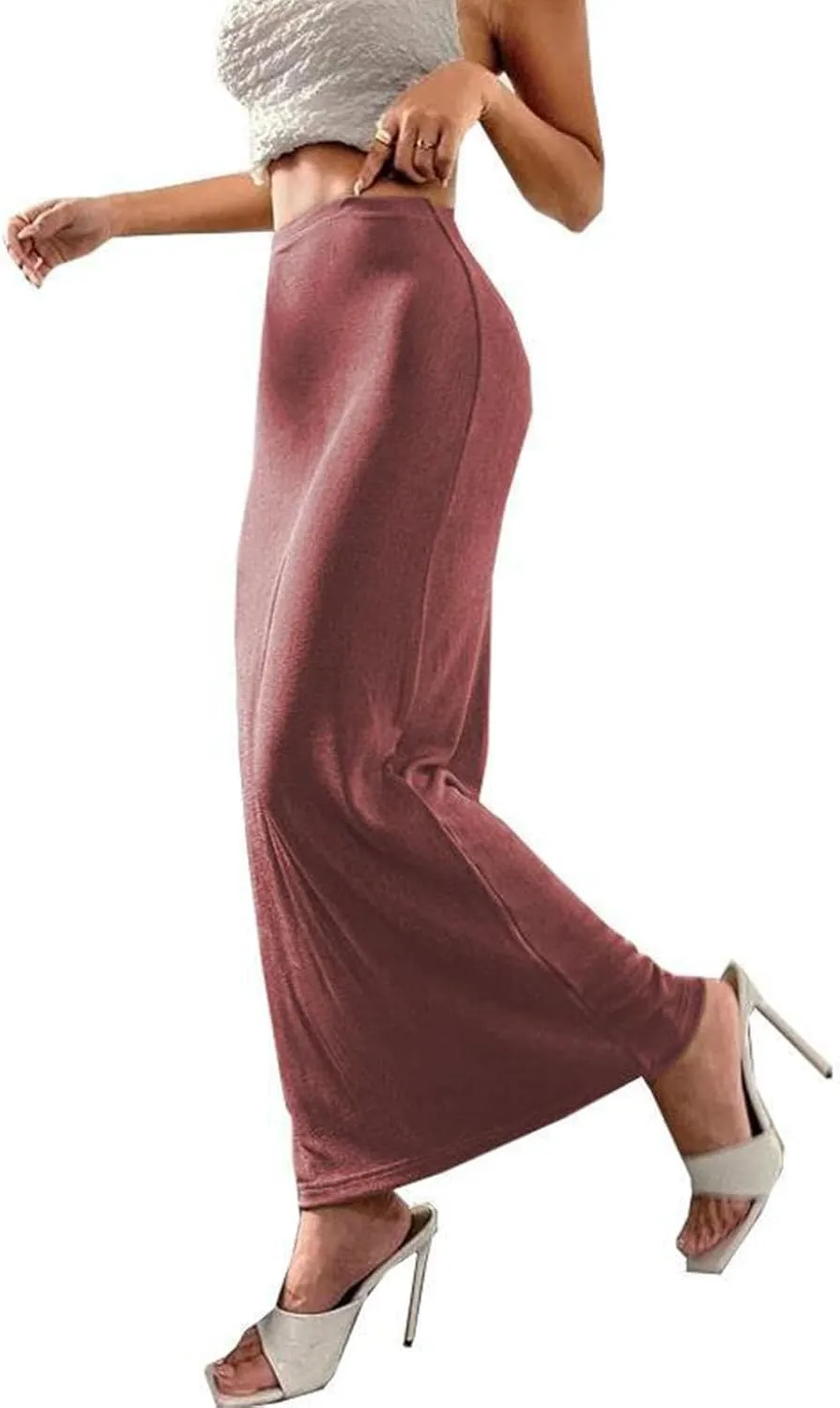 Women's Bodycon Maxi Skirt Sexy Slim Fitted Elastic Highwaisted Half Slip Skirts Casual Going Out Dress