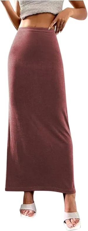 Women's Bodycon Maxi Skirt Sexy Slim Fitted Elastic Highwaisted Half Slip Skirts Casual Going Out Dress