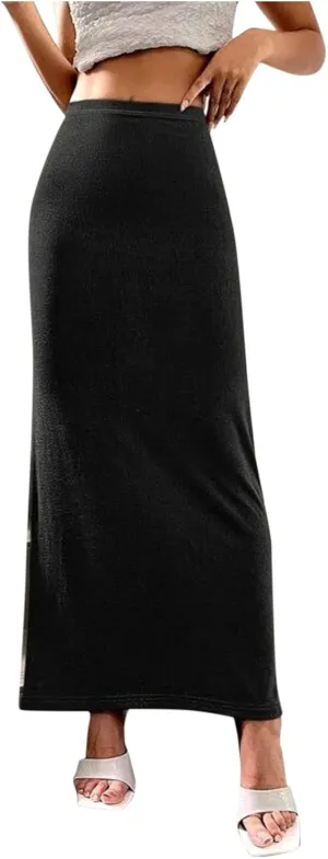 Women's Bodycon Maxi Skirt Sexy Slim Fitted Elastic Highwaisted Half Slip Skirts Casual Going Out Dress
