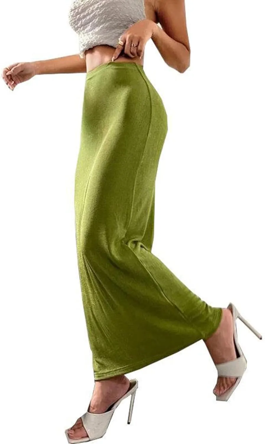 Women's Bodycon Maxi Skirt Sexy Slim Fitted Elastic Highwaisted Half Slip Skirts Casual Going Out Dress