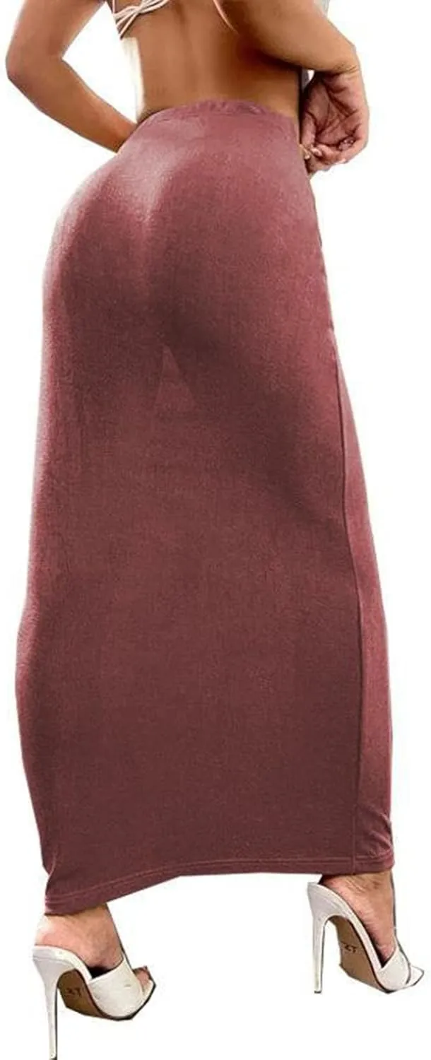Women's Bodycon Maxi Skirt Sexy Slim Fitted Elastic Highwaisted Half Slip Skirts Casual Going Out Dress