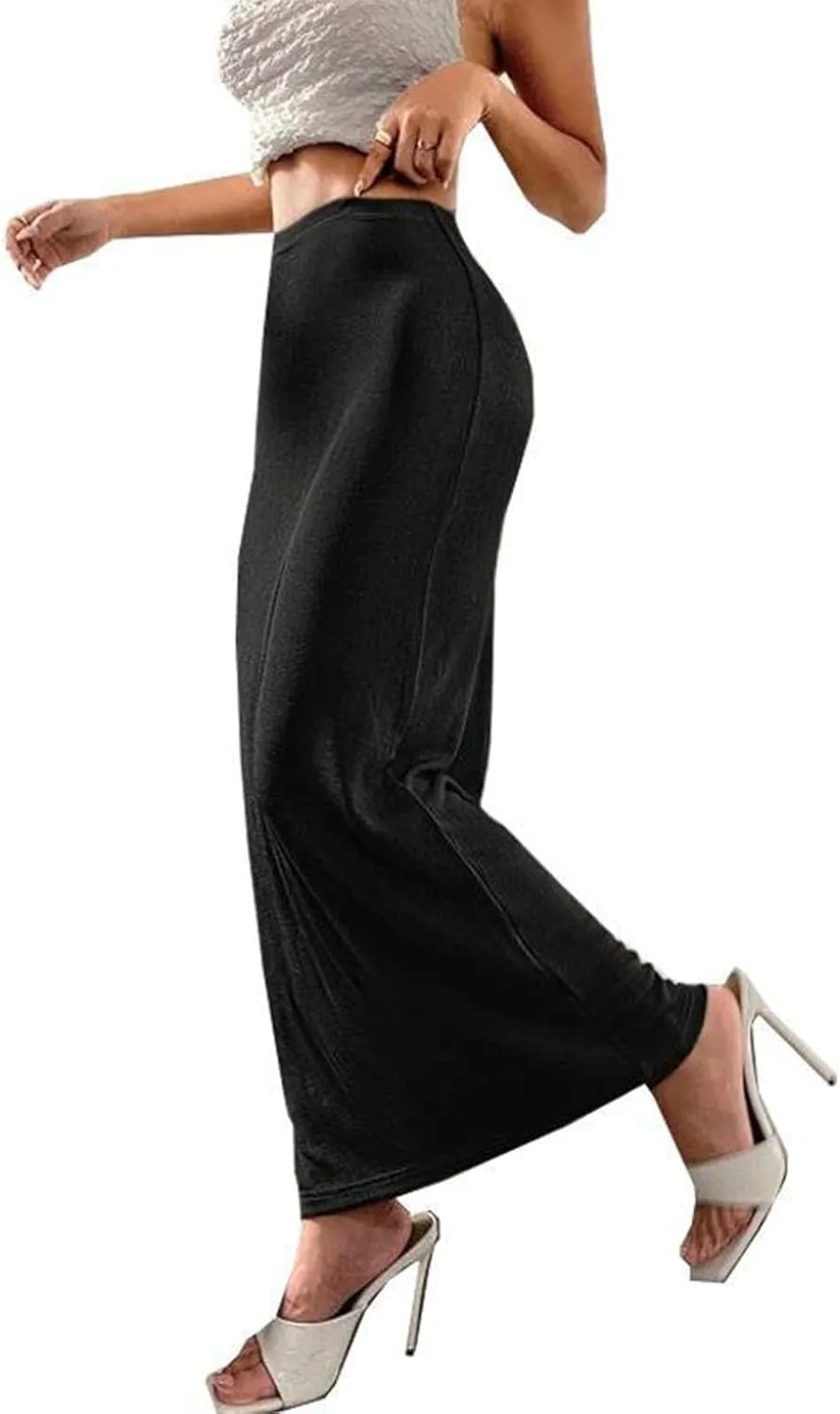 Women's Bodycon Maxi Skirt Sexy Slim Fitted Elastic Highwaisted Half Slip Skirts Casual Going Out Dress
