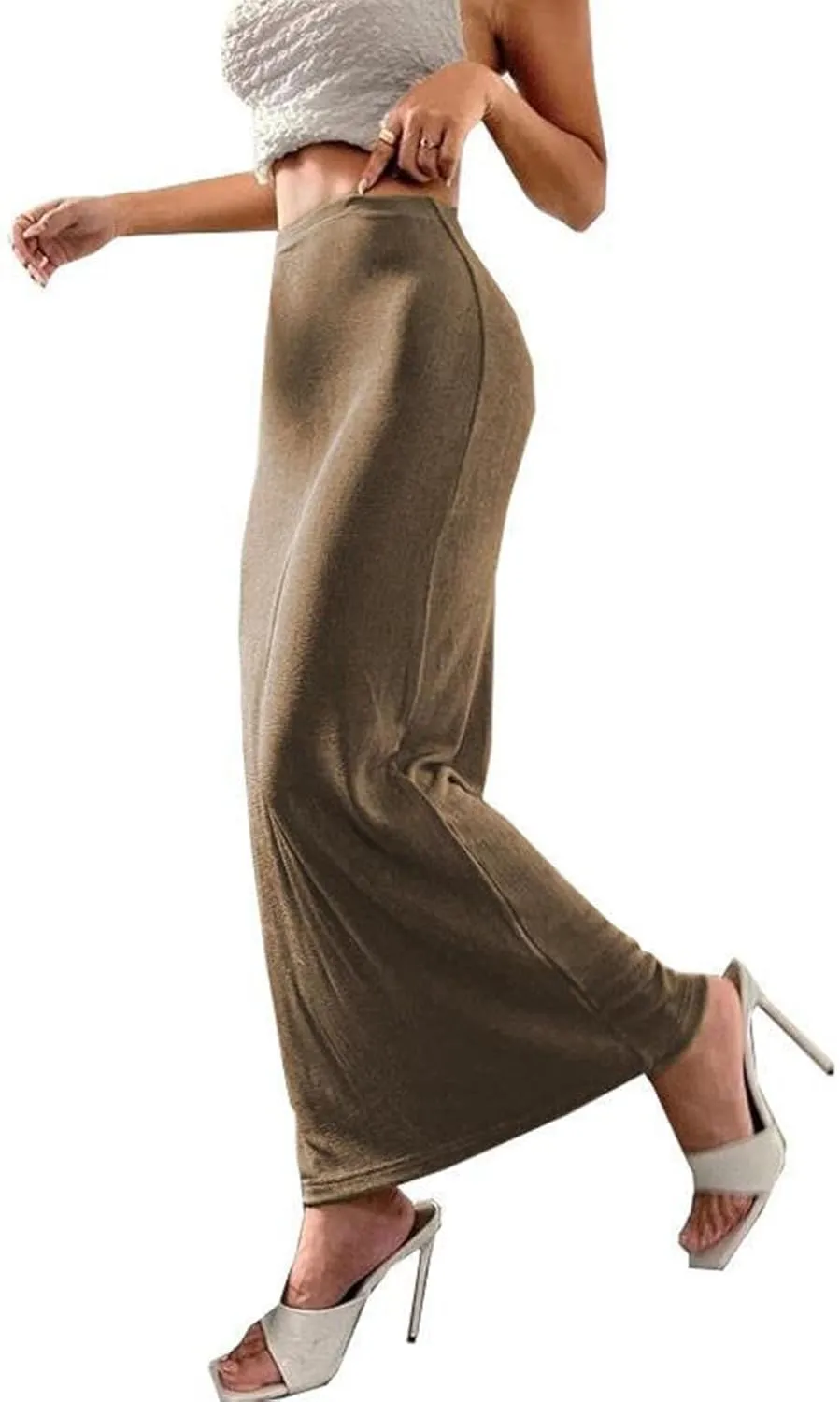 Women's Bodycon Maxi Skirt Sexy Slim Fitted Elastic Highwaisted Half Slip Skirts Casual Going Out Dress