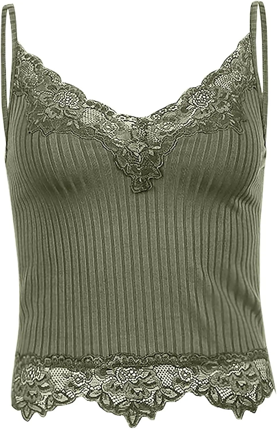 Women's Camisole Built in Bra Wireless Support Spaghetti Strap Cami Top Sexy Lace Slim Sleeveless Going Out Shirts