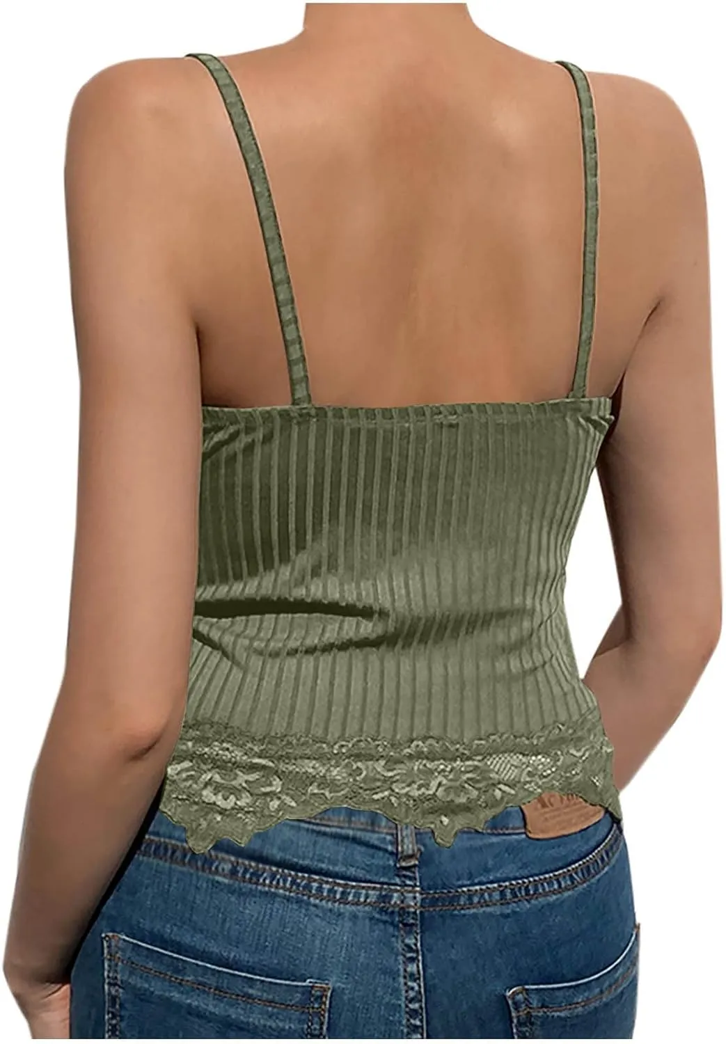 Women's Camisole Built in Bra Wireless Support Spaghetti Strap Cami Top Sexy Lace Slim Sleeveless Going Out Shirts