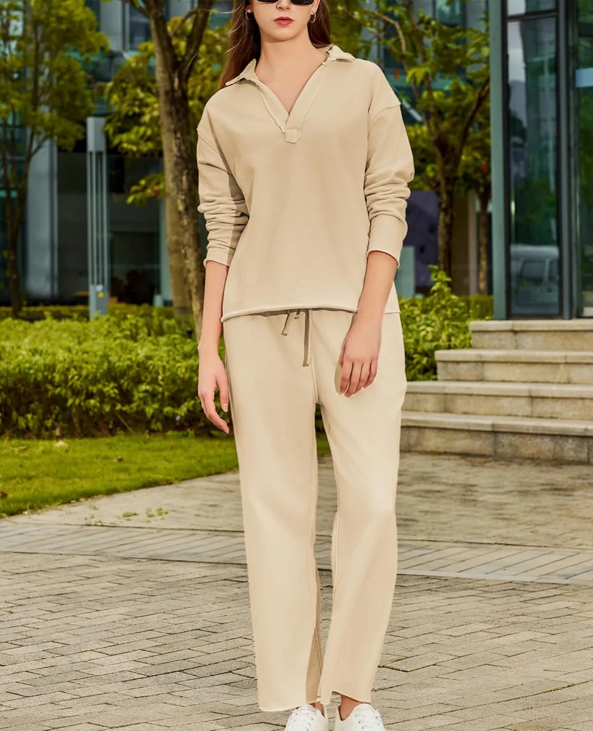 Women's Carmel Tracksuit 2 Piece Set - Patrick Pullover Sweatshirt & Catherine Sweatpants - Casual Lounge Set