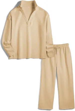 Women's Carmel Tracksuit 2 Piece Set - Patrick Pullover Sweatshirt & Catherine Sweatpants - Casual Lounge Set