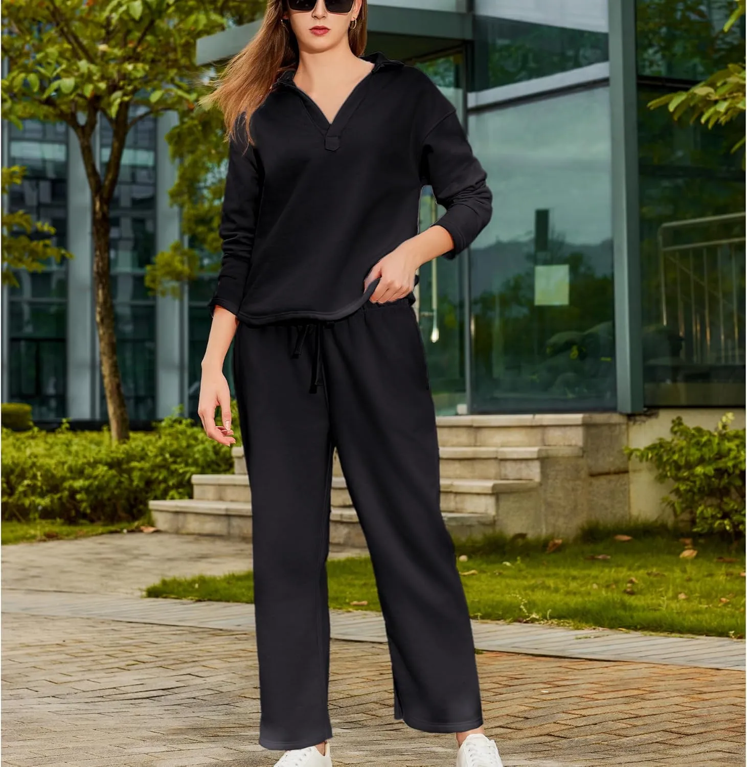 Women's Carmel Tracksuit 2 Piece Set - Patrick Pullover Sweatshirt & Catherine Sweatpants - Casual Lounge Set
