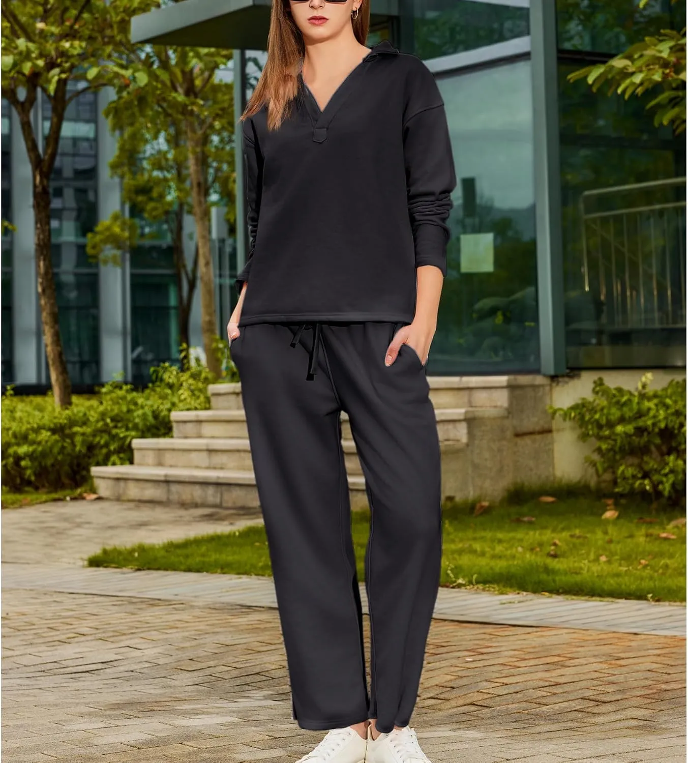 Women's Carmel Tracksuit 2 Piece Set - Patrick Pullover Sweatshirt & Catherine Sweatpants - Casual Lounge Set