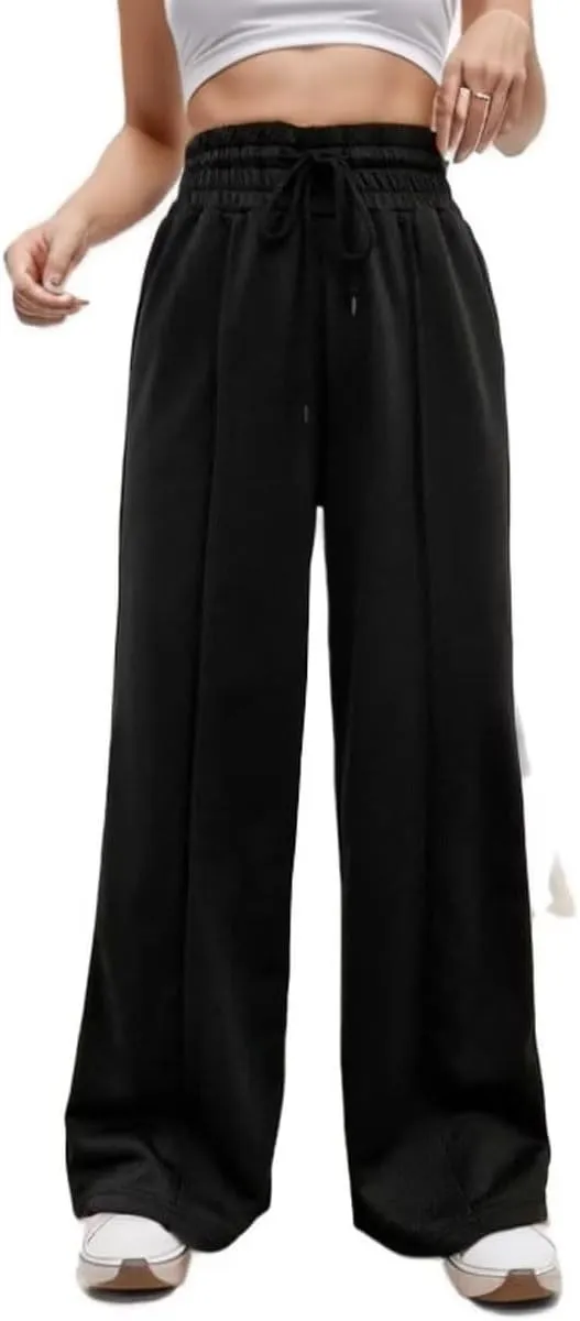 Women's Drawstring High Waist Wide Leg Sweatpants Oversized Sweats Pants Dressy Joggers Lounge Trousers with Pockets