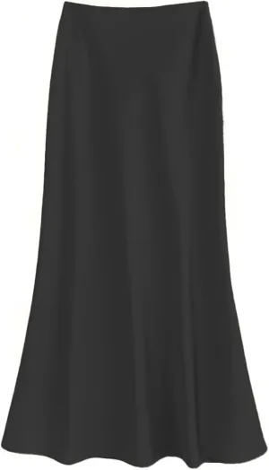 Women's Elegant Satin Skirts High Waisted Flared Casual Work Office Fishtail A Line Long Skirt