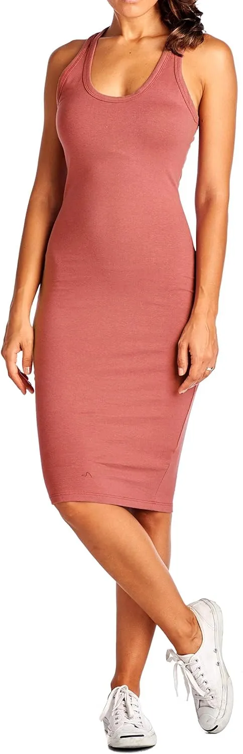 Women's Fitted Sleeveless Racerback Midi Bodycon Tank Dress